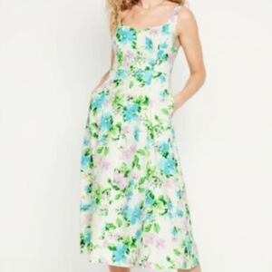 Old Navy Linen-Blend Fit & Flare Midi Sundress Women 2X Cottagecore Coquette